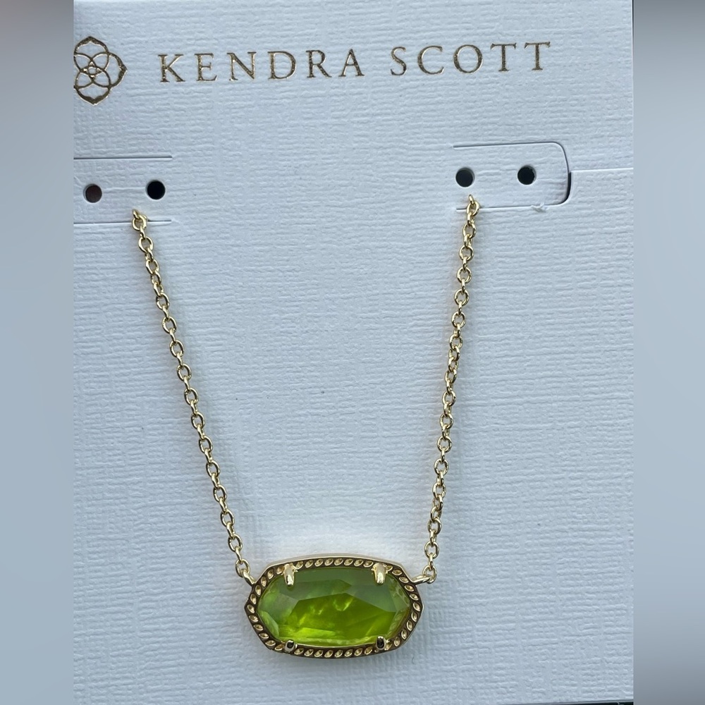 NWT- Kendra Scott Elisa Gold Pendant Necklace, Peridot Illusion